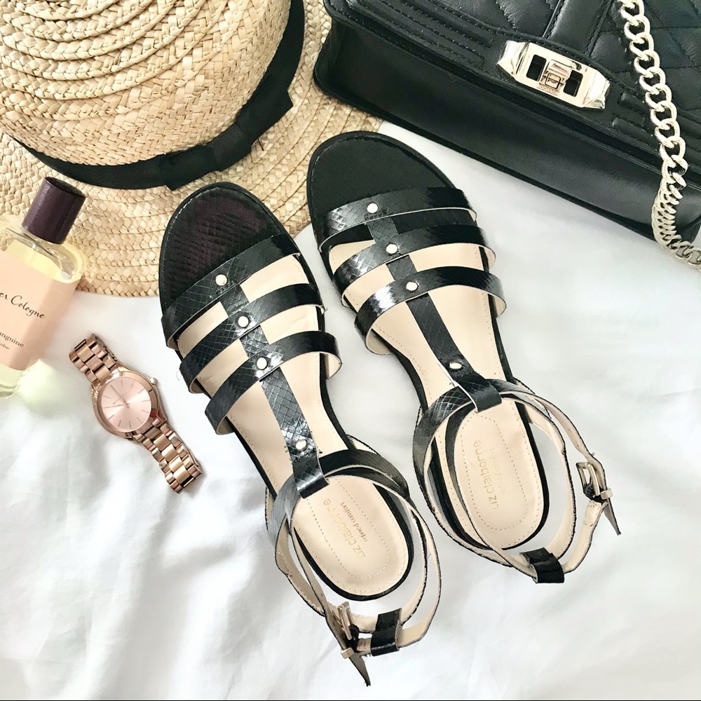 Black Adjustable Strap Sandals